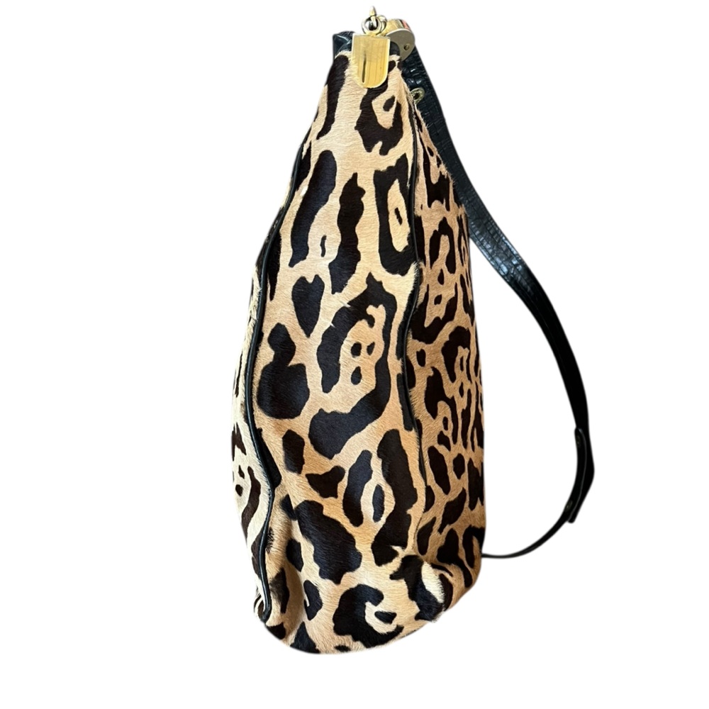 Leopard Print Shoulder Bag with Black Trim - Picture 7 of 13
